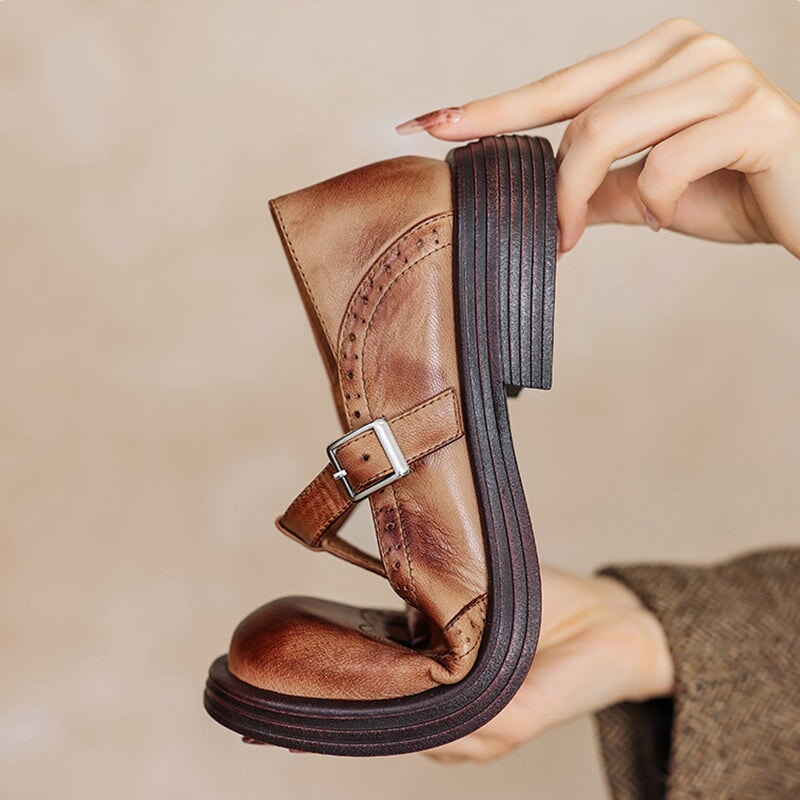 Velda | Elegant Leather Look Mary Jane Shoes